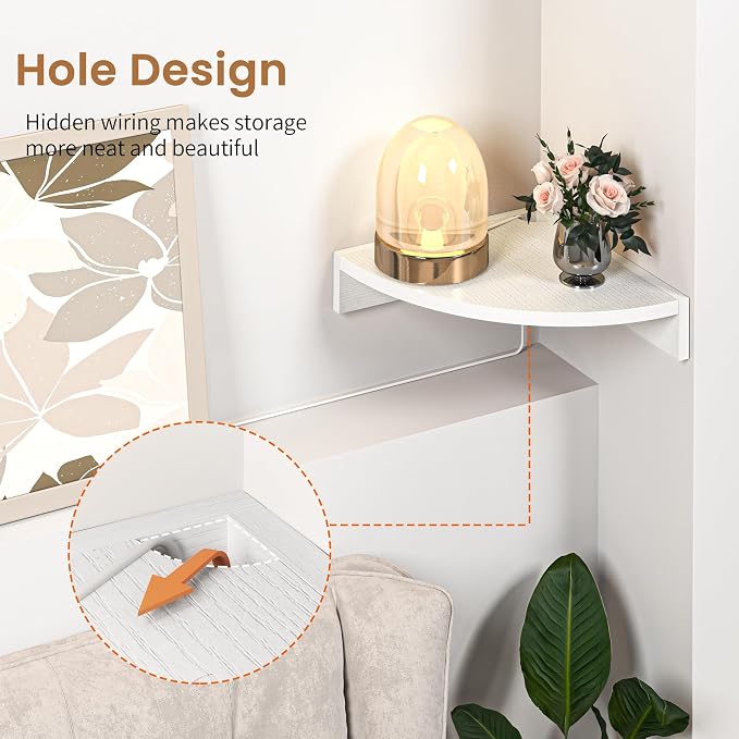 Fun Memories Corner Shelf Wall Mount, Wood Floating Corner Shelves, Corner Wall - Image 4