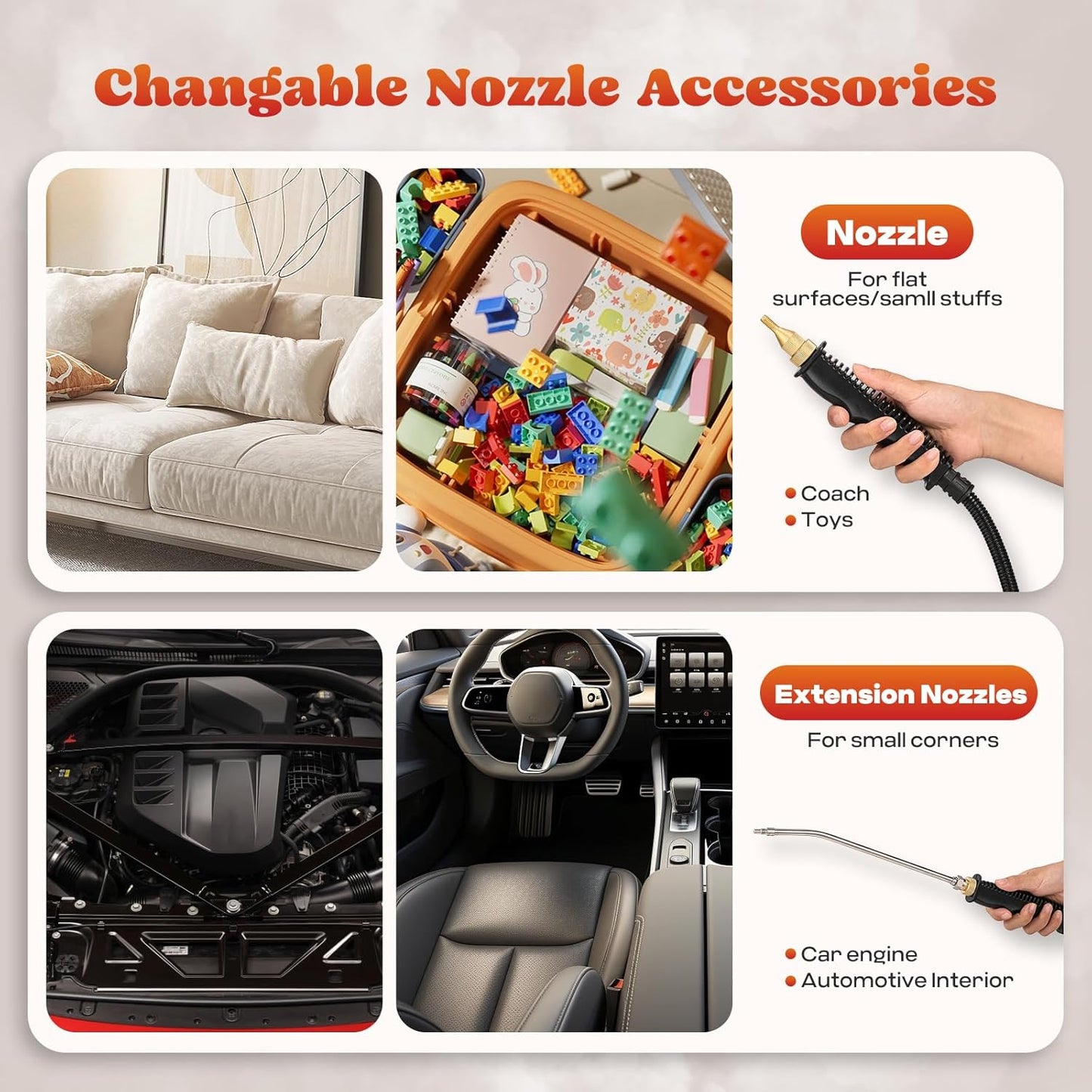 Moongiantgo Handheld Steam Cleaner, 2500W High Pressure Steamer for Cleaning, Portable Pressurized Cleaning Machine for Home Kitchen Car Detailing Grout Tile Bathroom with 1200ml Water Tank (White)