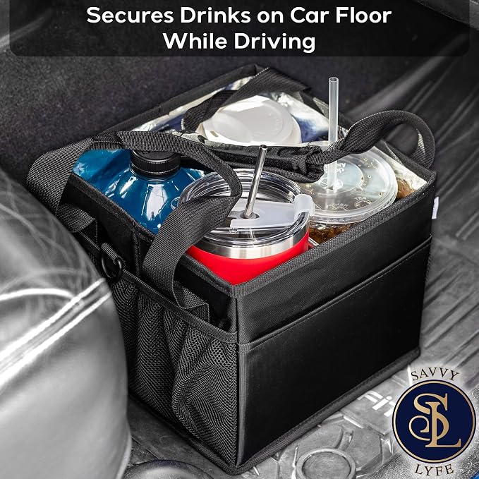 Reusable Drink Carrier with Handle – Tip-Resistant 4 Cup Carrier with Shoulder - Image 6