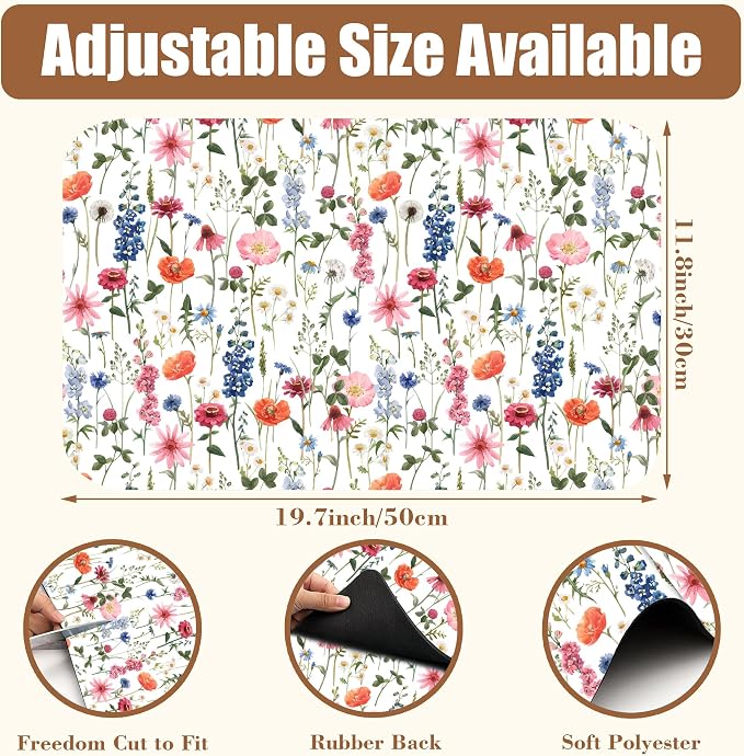 Watercolor Flowers Coffee Mat Absorbent Dish Drying Mat - Image 2