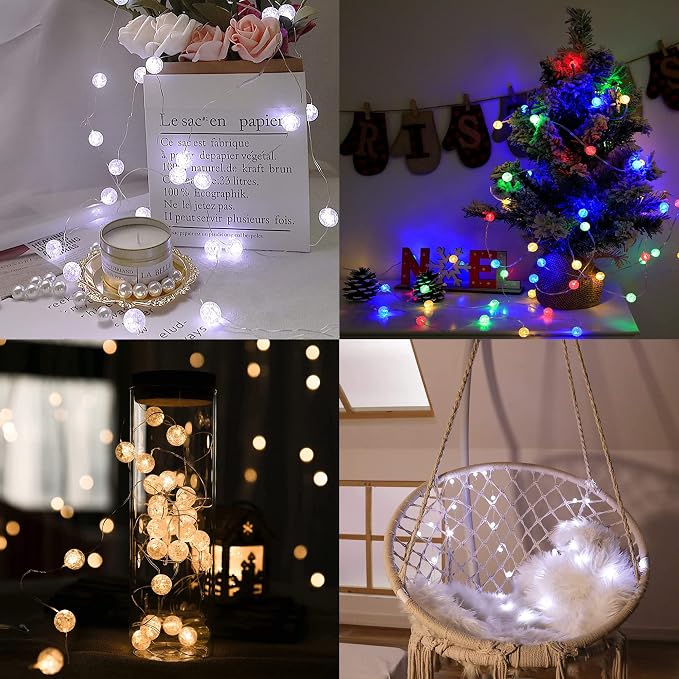 Globe String Lights for Bedroom, Crystal Crackle Small Ball Lights for Classroom - Image 3