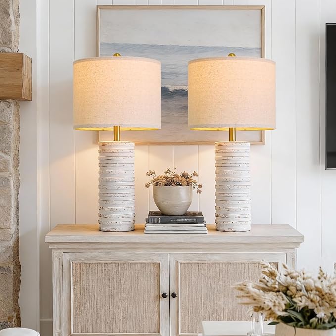 PoKat 27'' Tall Table Lamps for Living Room, Farmhouse Bedside Lamps Set of 2 - Image 2