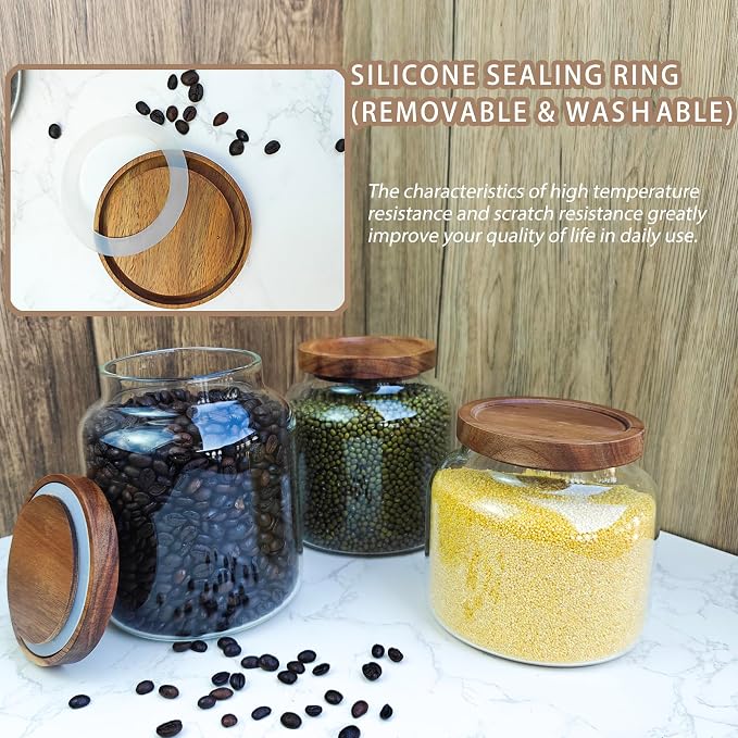 1PC Glass Storage Jars with Airtight Lids, 54 fl oz coffee container with - Image 3
