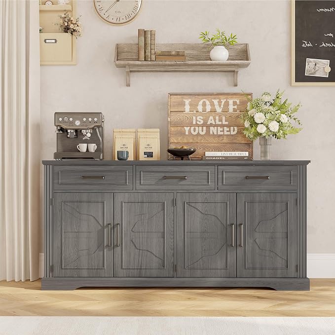 Garvee 66" Modern Farmhouse Sideboard Buffet Cabinet - Image 3