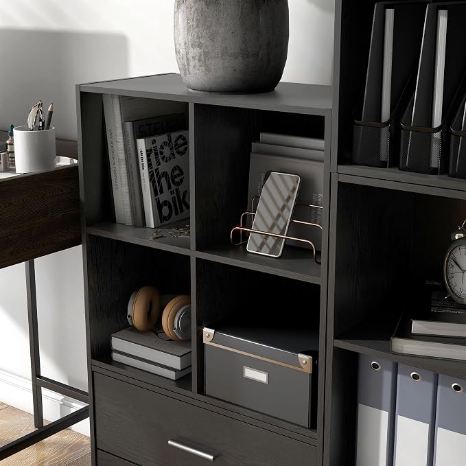 Homes: Inside + Out Apexa 4-Cube Storage Organizer Shelves, Stackable Wood - Image 7