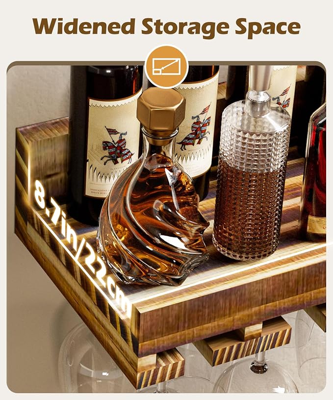 Homde Wall Mounted Wine Rack Set, 2 Pack Pine Wood Wine Racks - Image 5