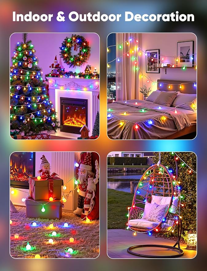 Minetom Multicolor Globe String Lights, 33 Feet 100 Led Fairy Lights Plug in - Image 7