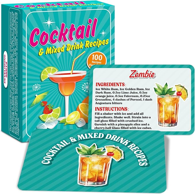 gisgfim 100Pcs Mixed Juice Recipes Flash Cards Bartender Recipe Cards Step by by gisgfim