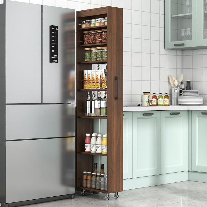 KEIKI 7 Tier Pull-Out Kitchen Pantry Storage Cabinet, Spice Rack Next to Fridge - Image 3