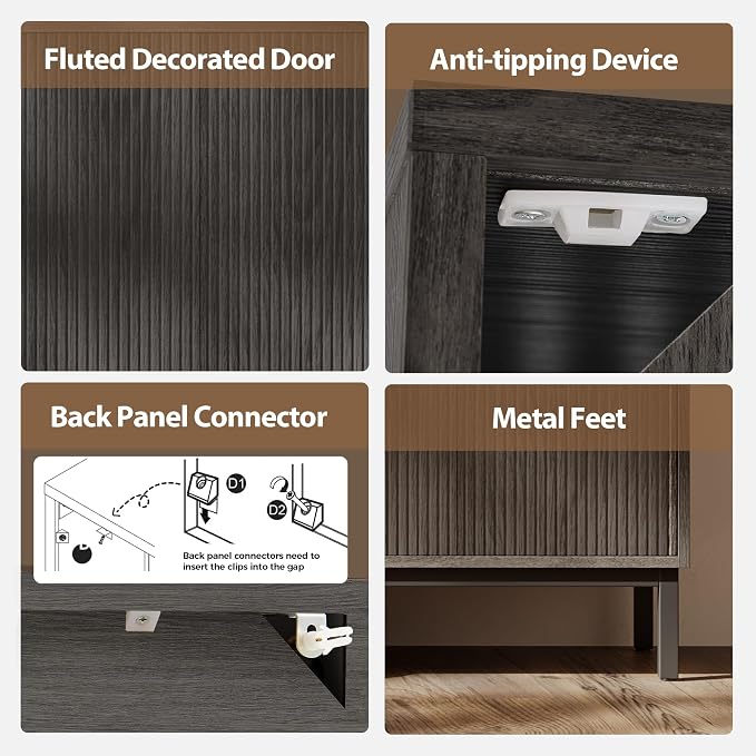 Mericonia Farmhouse Buffet Sideboard Cabinet - Image 3