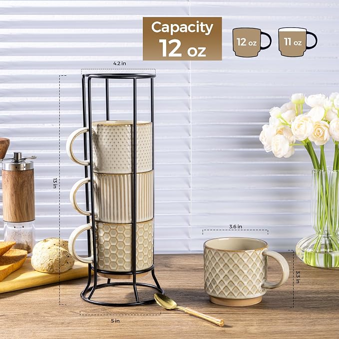 GBhome 12OZ Stackable Coffee Mugs - Image 3