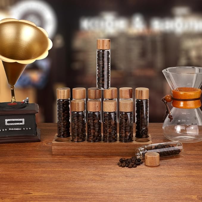 JUXYES Set of 12 Single Dose Coffee Bean Storage Tubes - Image 5