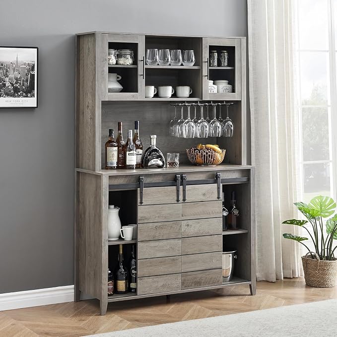 IDEALHOUSE 70'' Wine Coffee Bar Cabinet - Image 4