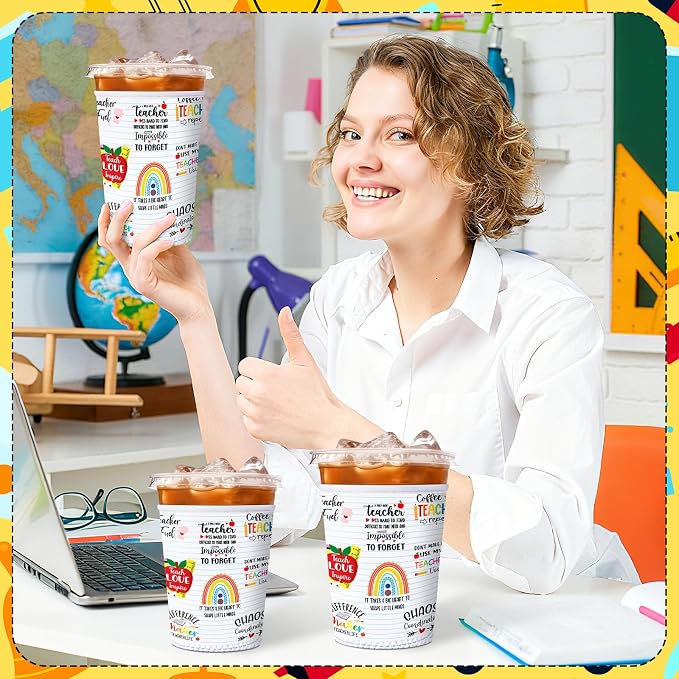 FoldTier 3 Pcs Teacher Appreciation Gifts Teachers Cup Sleeves Iced Coffee - Image 5