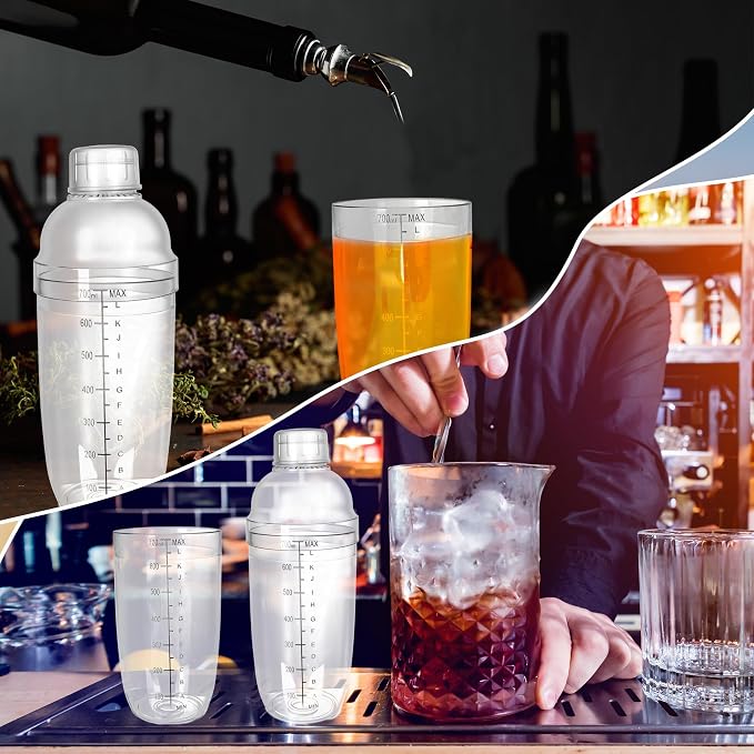9 Pcs Plastic Cocktail Shaker 24 OZ/ 700 ML Clear Plastic Diy Hand Shaker Mixer - Image 3