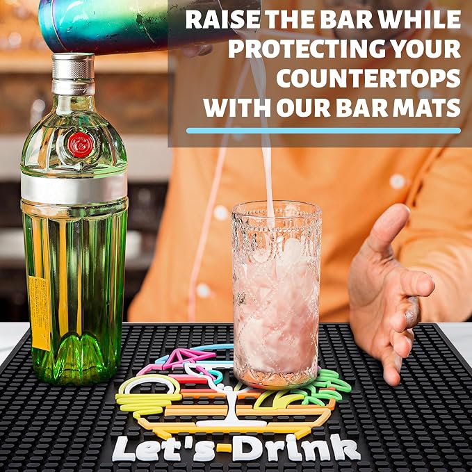 Bar Mats for Countertop – 12" x 18" Tropical Pattern Rubber Bar Mat for Home Bar - Image 4