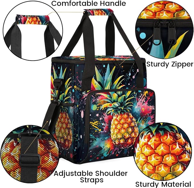 Pineapple Coffee Maker Carring Bag, Large Insulated Storage Organizer Case Tote - Image 6