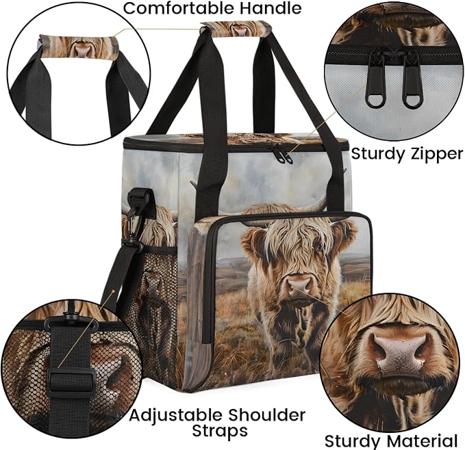 Highland Cow Funny Coffee Maker Carring Bag, Large Insulated Storage Organizer - Image 6