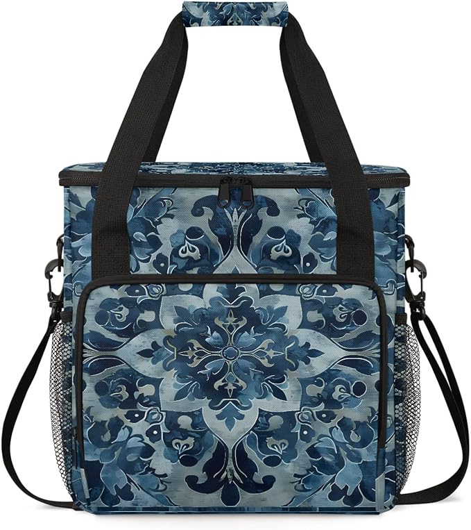 Abstract Vintage Floral Coffee Maker Carring Bag, Large Insulated Storage by Home
