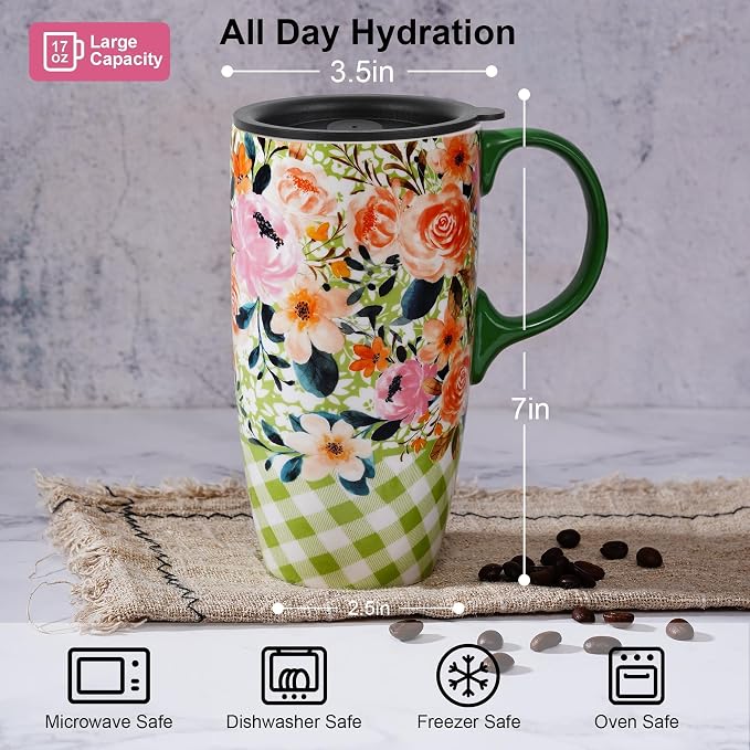 Topadorn Porcelain 17oz Ceramic Travel Mug - Image 4