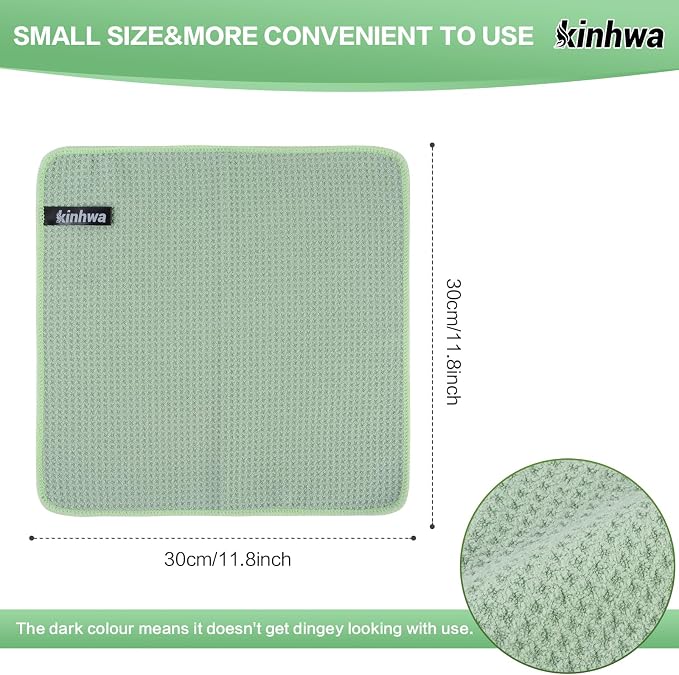 KinHwa Reusable Microfiber Cleaning Cloth, Lint Free Quick Dry Absorbent Dish - Image 2