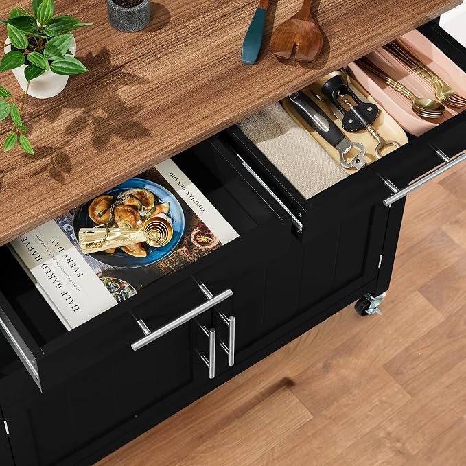 Best Choice Products 36in Large Rolling Kitchen Island Cart, 2-Door Cabinet - Image 5