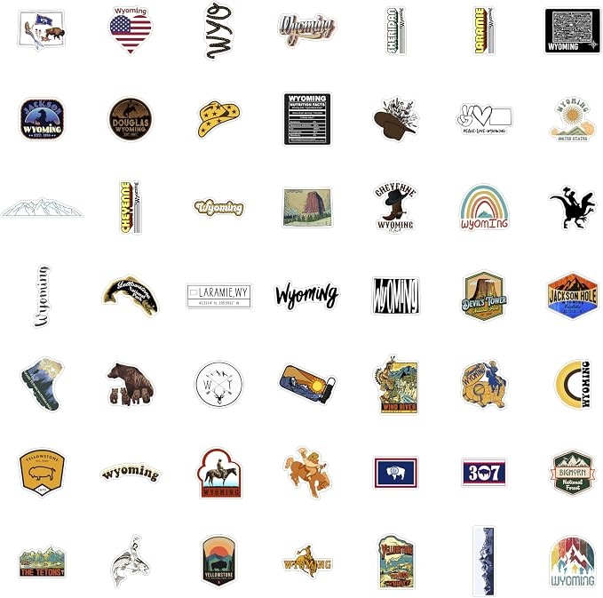 100Pcs Wyoming Sticker for Water Bottle and Laptop - Image 4