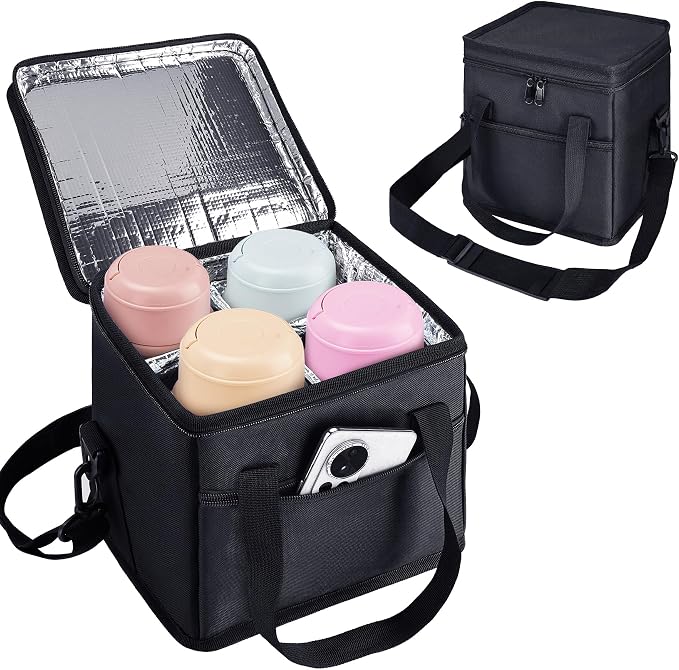 Reusable Drink Carrier with Handle, Tip-Resistant 4 Cup Insulated Bag, by AZAMIA