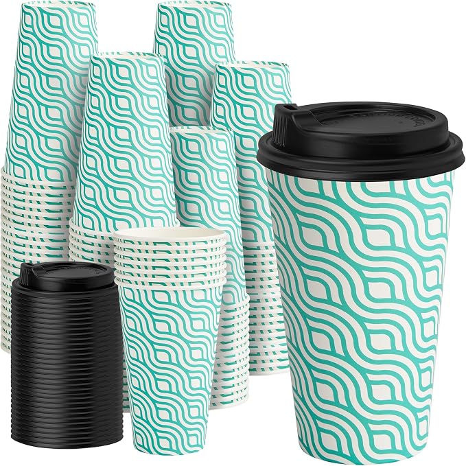 YEEHAW 16 oz Coffee Cups with Lids 100 Pack, To Go Cup with Lid by YEEHAW