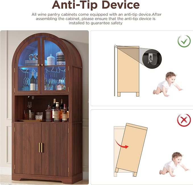 Maupvit 70" Tall Arched Wine Bar Cabinet - Image 6