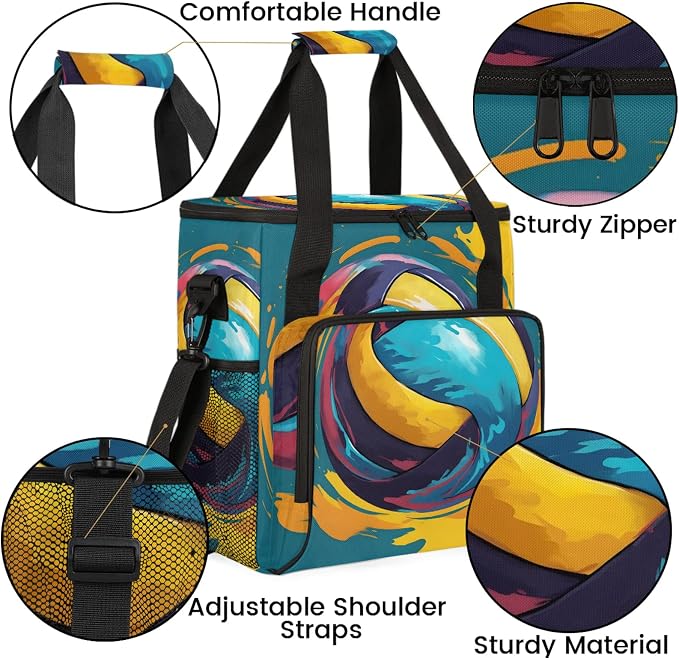 Volleyball Coffee Maker Carring Bag, Large Insulated Storage Organizer Case - Image 6