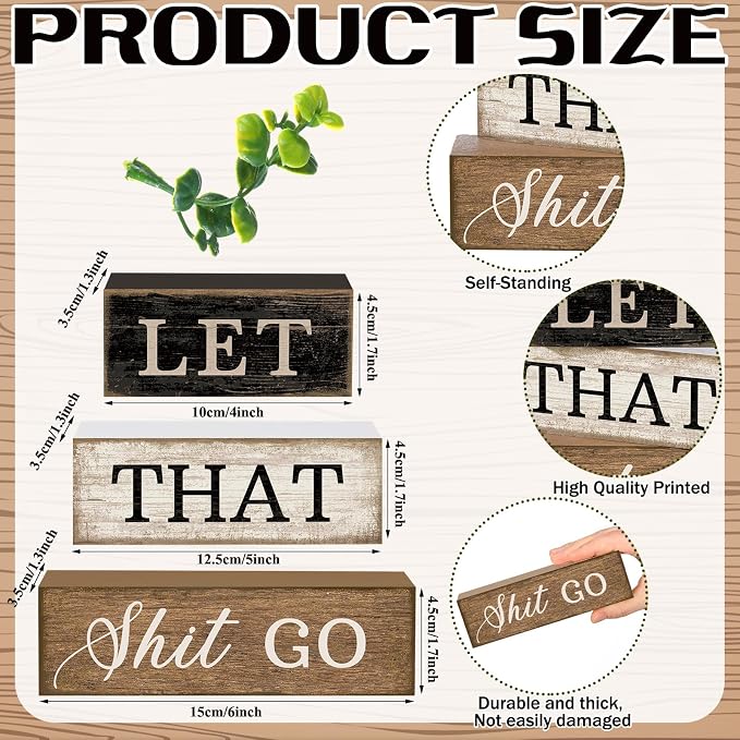 Moucuny 4 Pcs Bathroom Shelf Decor Sign Farmhouse Bathroom Decor and - Image 3