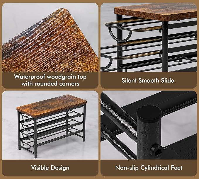 HFHOME Coffee Pod Holder with Wooden Top, Compatible with K-Cups, 4-Tier Coffee - Image 7