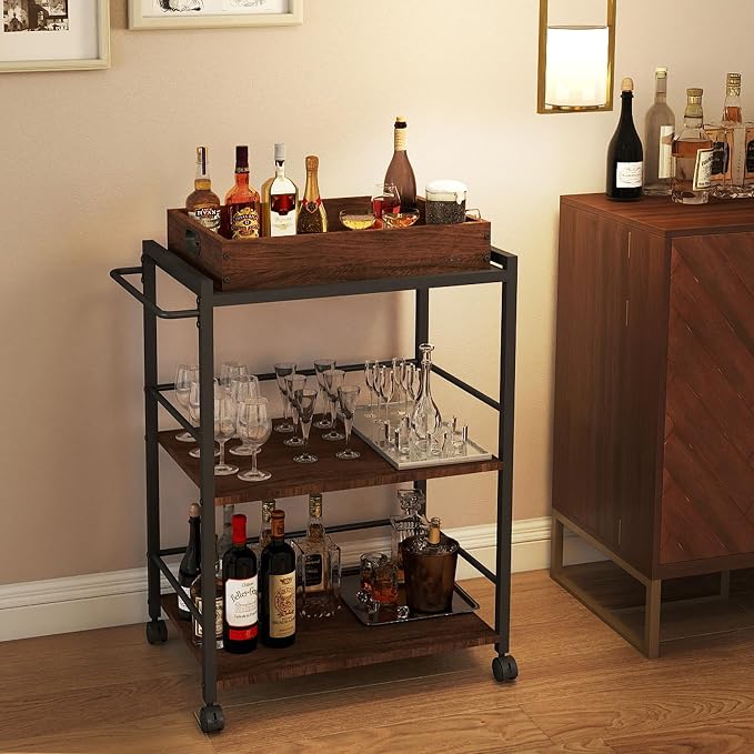 3 Tier Kitchen Cart, Rolling Bar Cart - Image 6