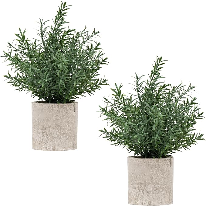 Coferset 2 Pack Small Fake Plants Rosemary Potted Artificial Plants by Coferset