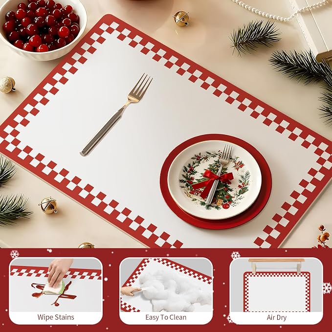 Red Coffee Mat for Countertop 16x24 Super Absorbent & Cuttable Kitchen Mat for - Image 6