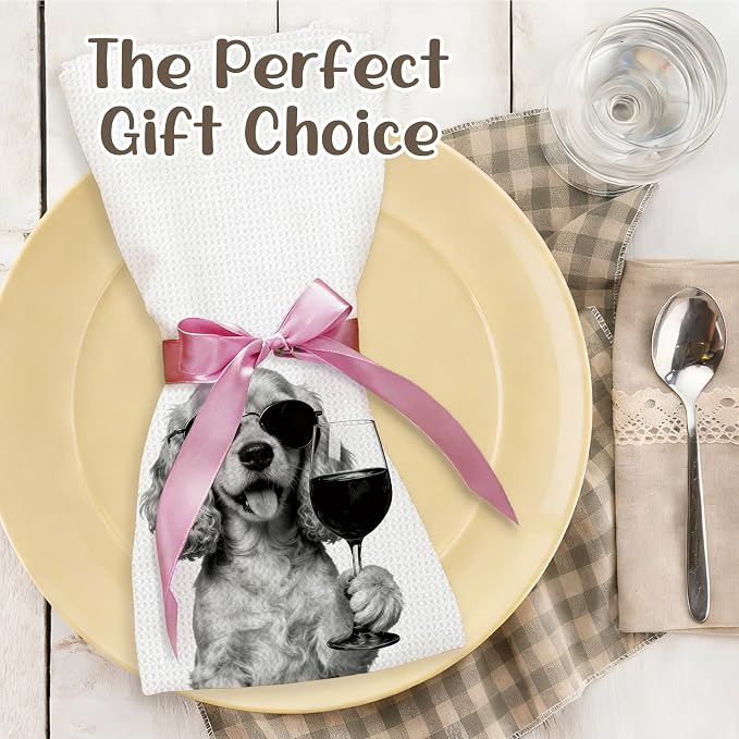 Funny Cocker Spaniel Kitchen Towels Set of 2, Dog Kitchen Bar Accessories - Image 5
