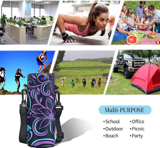 AUPET Water Bottle Bag Carrier, 24oz/32oz Insulated Neoprene bottle Sling - Image 2