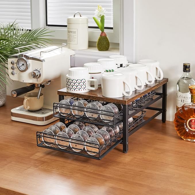 IBUYKE 2-Tie Coffee Pod Drawer Holder, 80 Capsule Pods, Compatible - Image 2