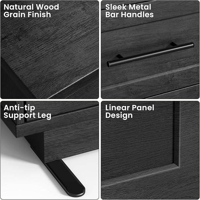 Fatmok 31.5" Wide 3 Drawer Nightstand, Oversized Wooden Bedside Table - Image 5