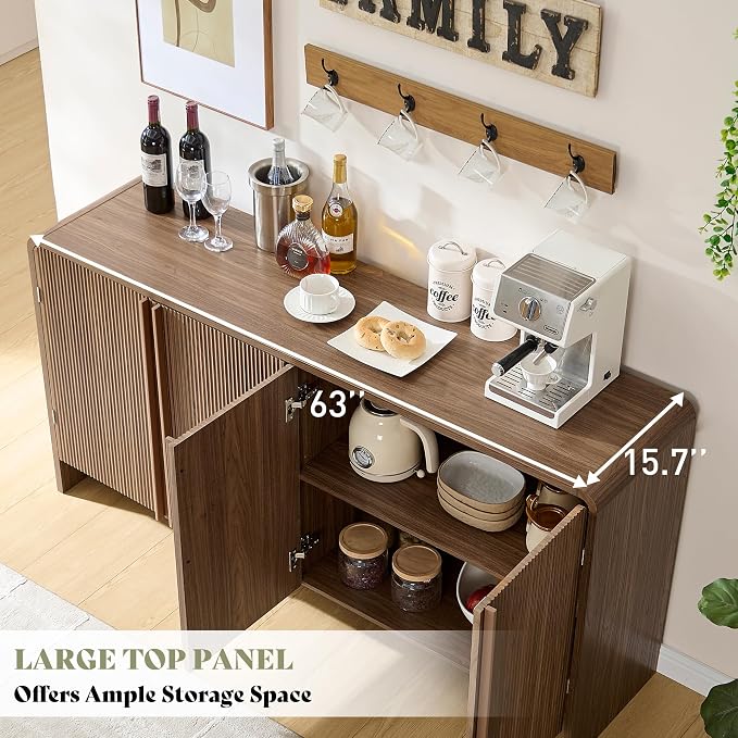 AMERLIFE 63" Fluted Sideboard Buffet Cabinet - Image 4