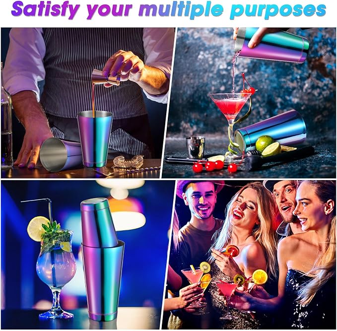 Sabary 6 Pcs Cocktail Shakers Professional Bar Shaker Boston Set Stainless - Image 6