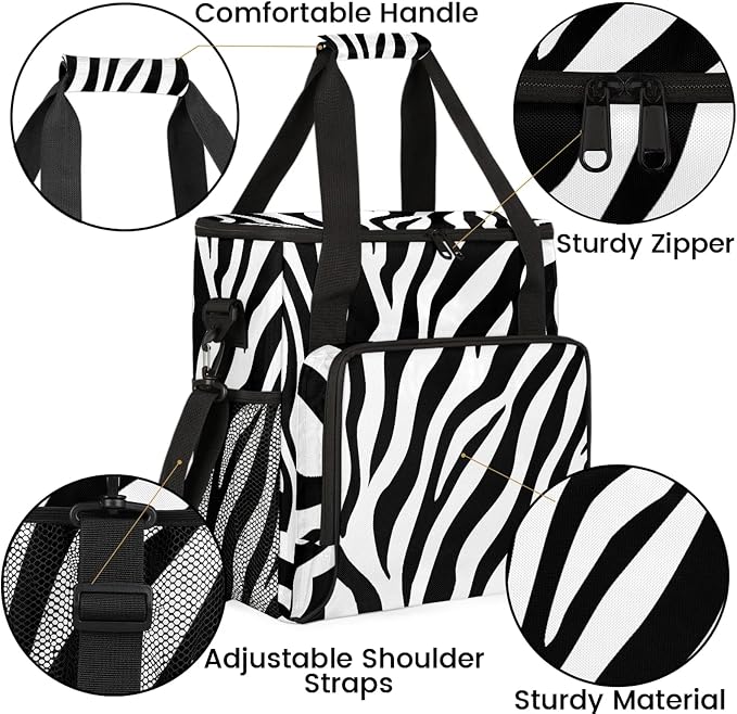 Black And White Zebra Coffee Maker Carring Bag, Large Insulated Storage - Image 6
