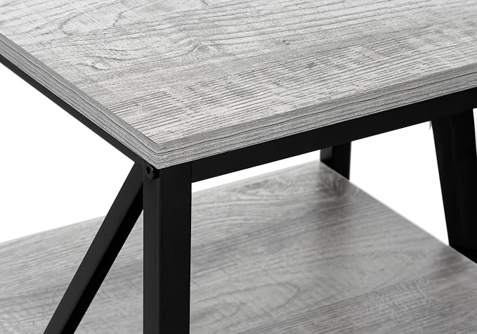 3-Tier Grey Side Table with Storage Shelves, 18 Inch Square Accent Table - Image 7