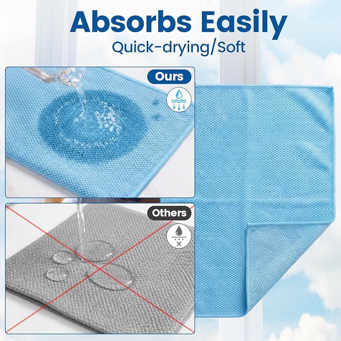 Niveaya Microfiber Glass Cleaning Cloth, Stainless Steel Windshield Shower - Image 6