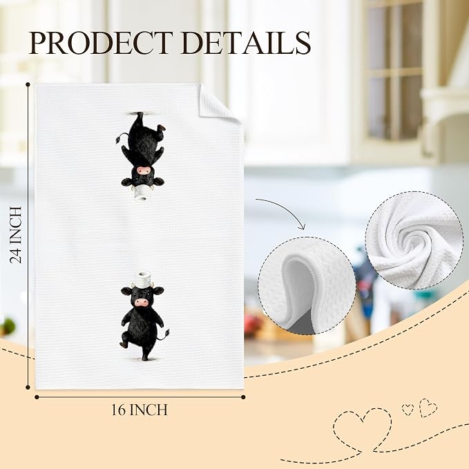 Funny Black Cow Bathroom Hand Towels, Gifts - Image 6