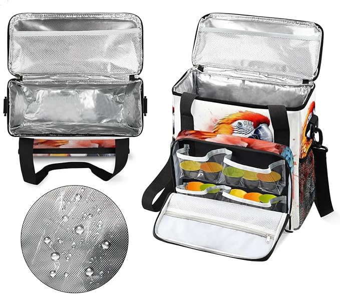Parrot Flower Coffee Maker Carring Bag, Large Insulated Storage Organizer Case - Image 3