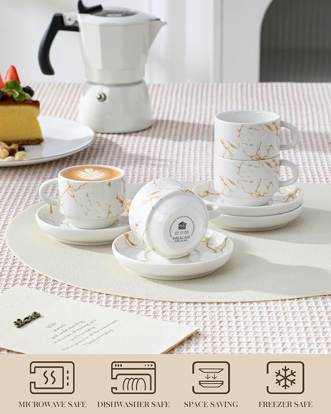 MALACASA 2.5 OZ Porcelain Espresso Cups - Image 4