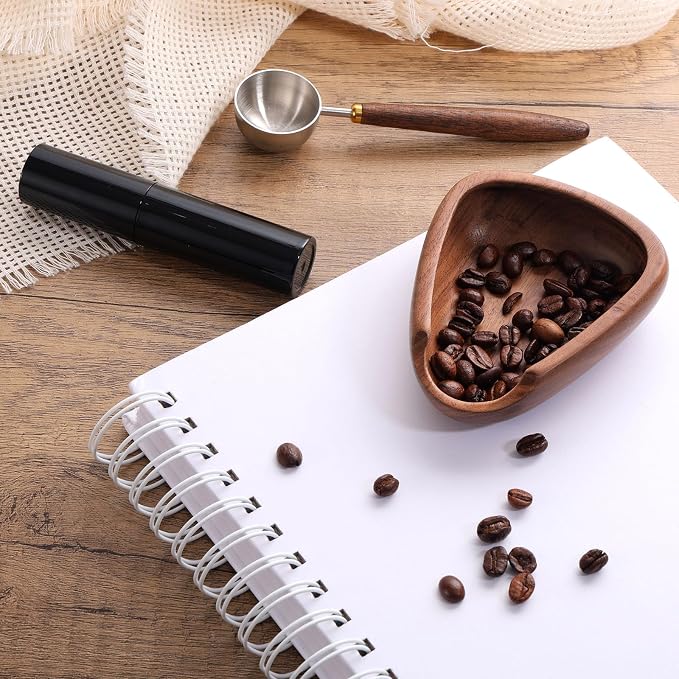 3pcs Espresso Bar Accessories Kit, Include Walnut Wood Coffee Bean Dosing Cup - Image 5