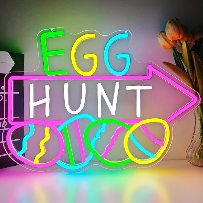 Easter Neon Sign for Wall Decor Easter Egg Hunt Led Sign Easter Decorations - Image 2
